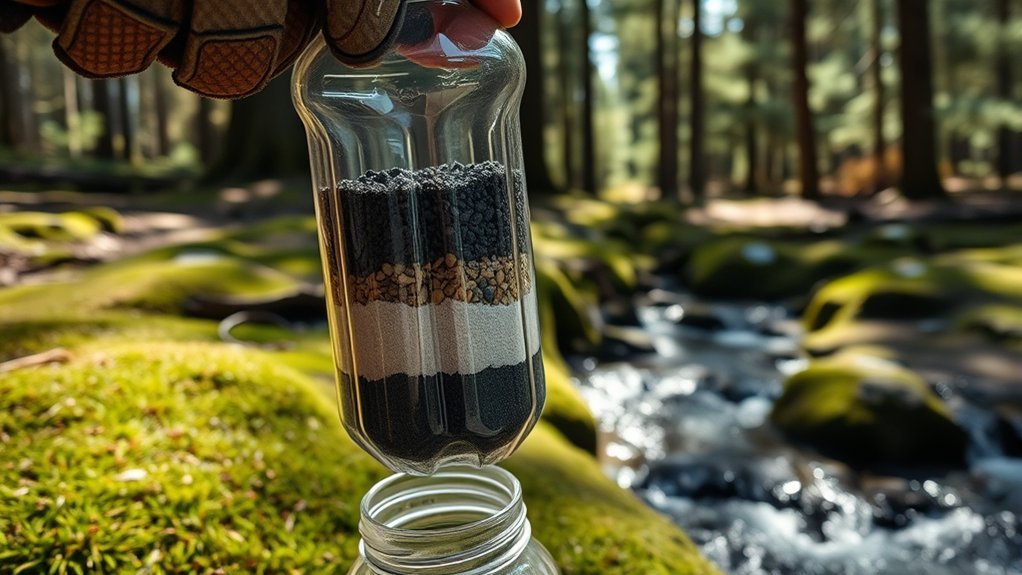 charcoal clay outdoor water filtration steps