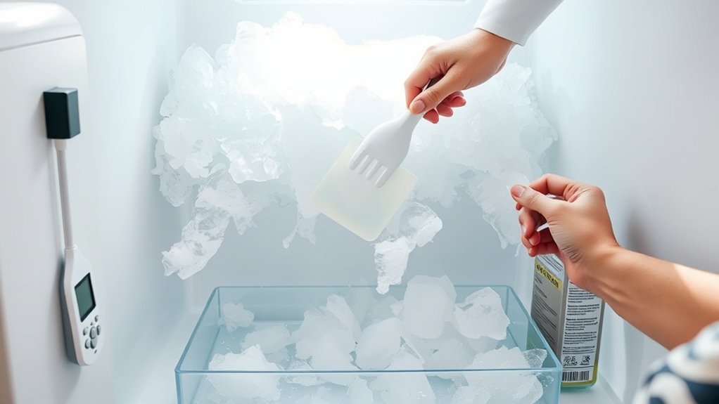 regularly defrost to prevent ice buildup