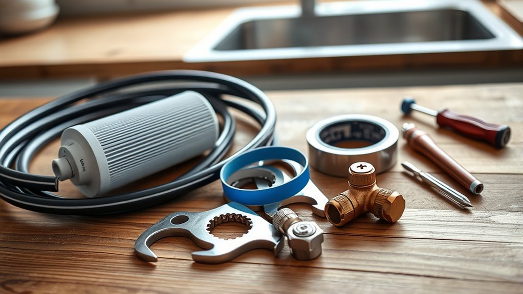 tools materials for water filter installation