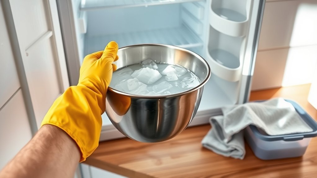 unplug empty catch water defrost safely